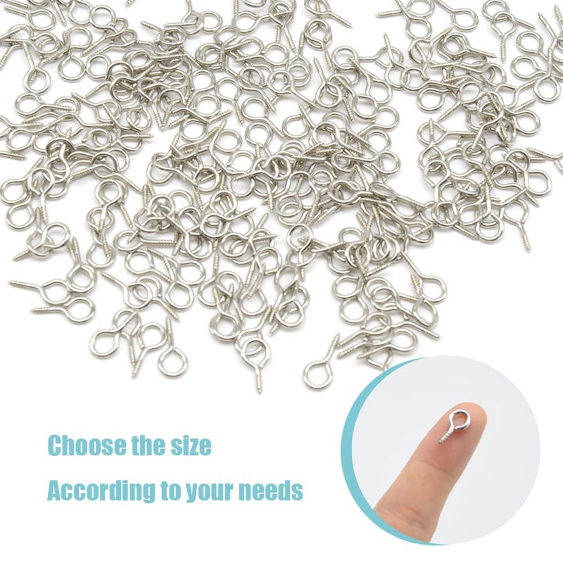 Hocansen 300 Pieces Small Screw Eye Pins 17x8mm Eye pins Hooks Mini Screw Eye Pin Peg for Cork Top Bottles Charm Bead DIY Jewelry Making (17 * 8mm) - Image 5